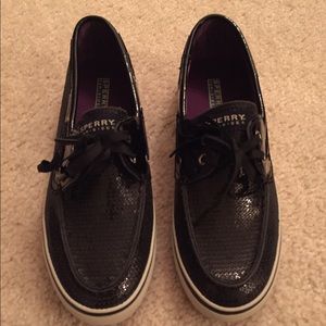 New Black Sequin Sperrys