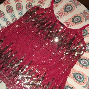 Rue 21 Deep Red Sequins spaghetti Straps shirt