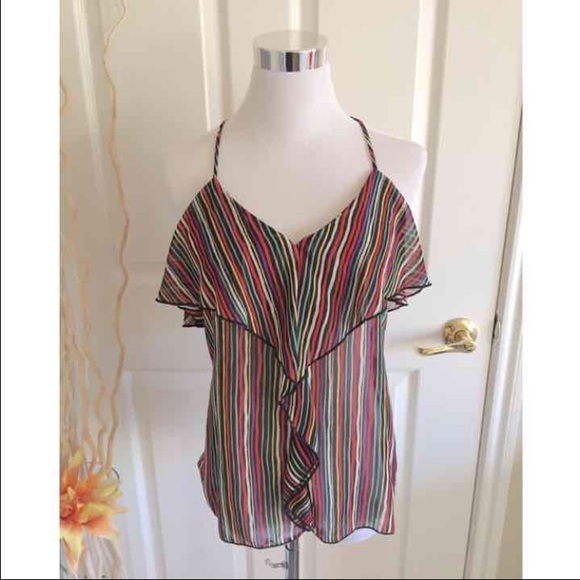 Rainbow Halter Blouse Top - Picture 1 of 4