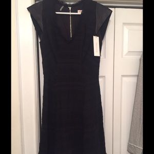 Rebecca Taylor tweed dress with leather details
