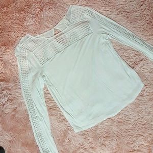H&M LONG SLEEVE WHITE CUT OUT SHIRT