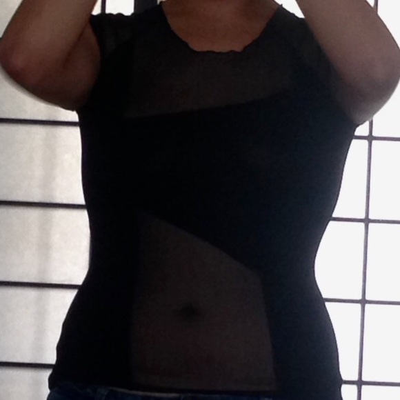 Small Black Mesh Cutout Top - Picture 2 of 3
