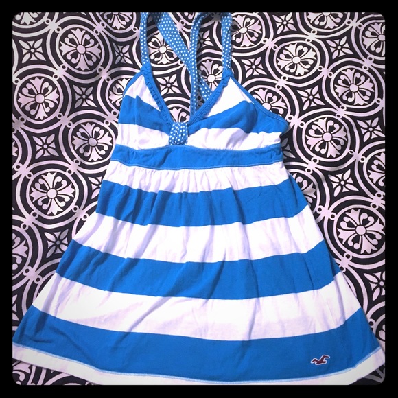 Hollister blue and white striped tank top - Picture 1 of 4