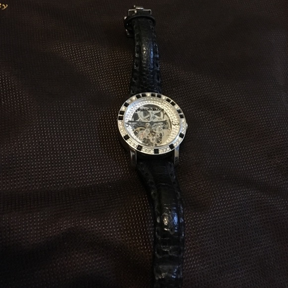 BCBG MAXAZRIA watch automatic black leather