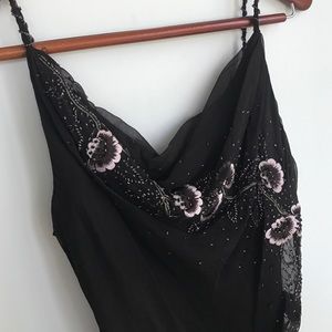 Beaded / Embroidered Gown - Chocolate / Pink, 10