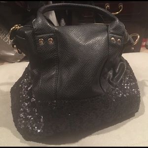 Black sequin satchel