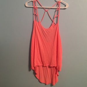 Pink criss cross open back tank; bought at LF