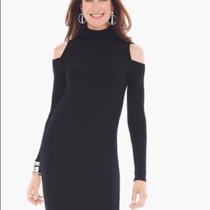 Chico's peep shoulder black dress