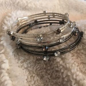 Mixed silver bangles