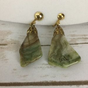 Vintage Green/Brown Agate Earrings