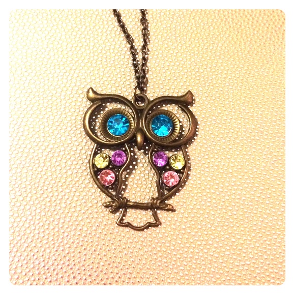 Owl and jewel necklace