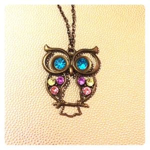 Owl and jewel necklace