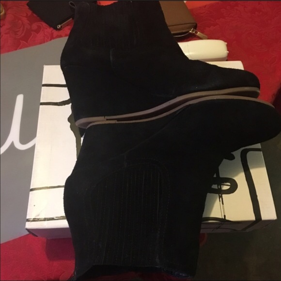 Black Suede Wedge Booties