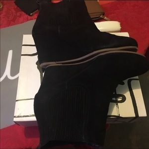 Black Suede Wedge Booties