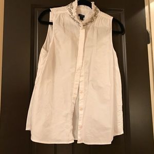 J.Crew Factory Jewel-Collar Oxford Shell Top