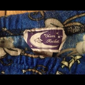 Medium Moon Rocket blue monkey pajama pants