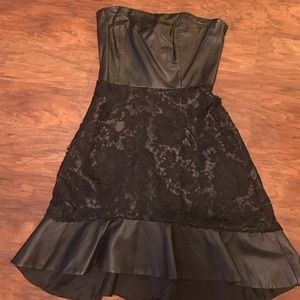 Lace Leather Flounce Dress