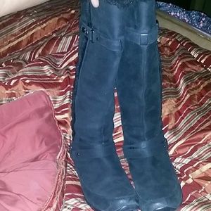 BLACK Leather The North Face tall boots