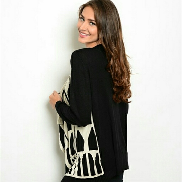 LONG SLEEVE ABSTRACT CARDIGAN SWEATER - Picture 2 of 2