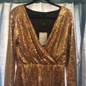 Rose Gold/Gold shimmering Romper size XL