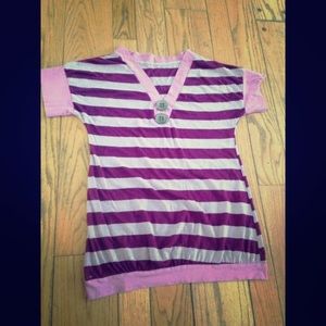 Purple short sleeve striped shirt