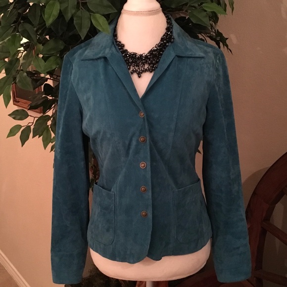A.M.I. Jackets & Blazers - A.M.I. Turquoise Soft Suede Leather Jacket size S