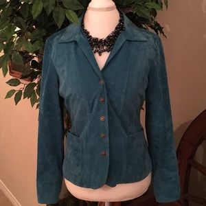 A.M.I. Turquoise Soft Suede Leather Jacket size S