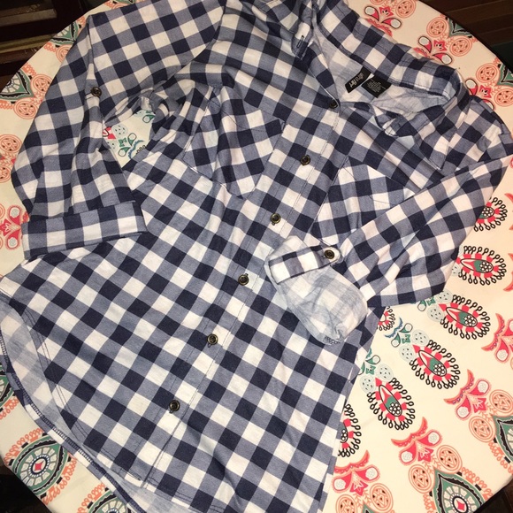Ultra Flirt Medium Blue Checkered LS or 3/4 Sleeve