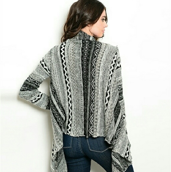 BLACK GREY CARDIGAN SWEATER - Picture 2 of 2