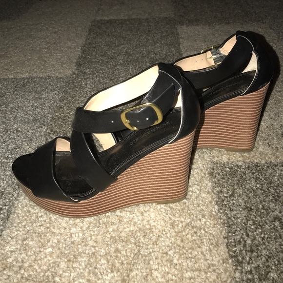 Banana Republic Black Stacked Heel Wedge