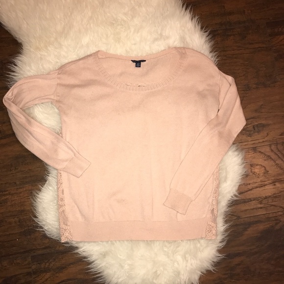 AE Light Pink Lace Back Sweater