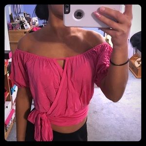 Bebe over the shoulder top