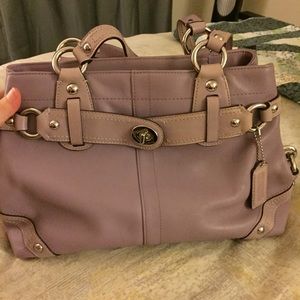 Lavender/lilac leather Coach tote