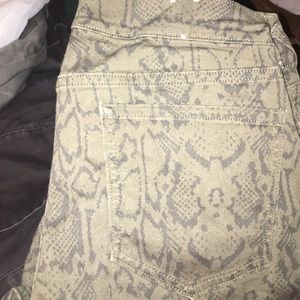 Green snake print pants