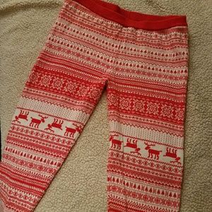 Red and white pajama pants