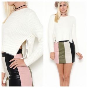 Winter White Fuzzy Crop Sweater