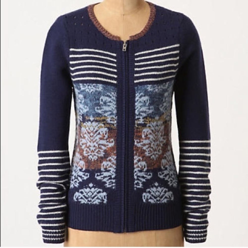 Navy Anthropologie wool sweater | Sparrow