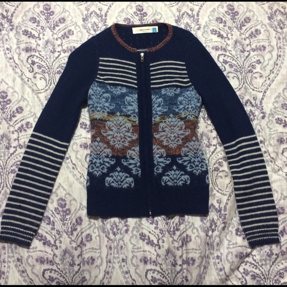 Navy Anthropologie wool sweater | Sparrow - Picture 3 of 4