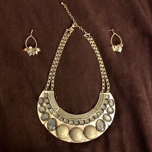 Chico's Soft Blues Statement Necklace & Earrings