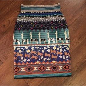 Anthropologie Monogram Llama Line Skirt size small