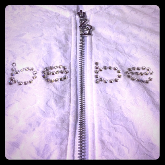 White lace Bebe track suit!