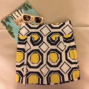 Arden B Geometric Mini Skirt Sz 0 Yellow White Blk