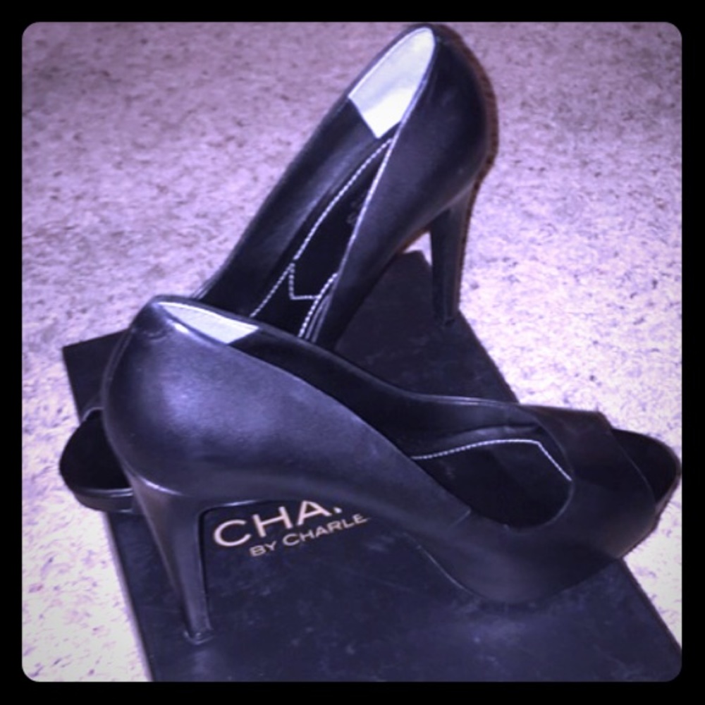 Black peep-toe heels