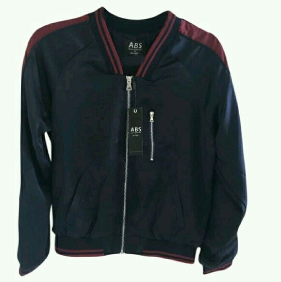 Abs allen schwartz navy and cranberry bomber jacke