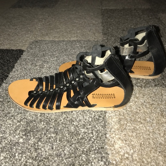 Deena and Ozzy Faux leather two tone gladiators
