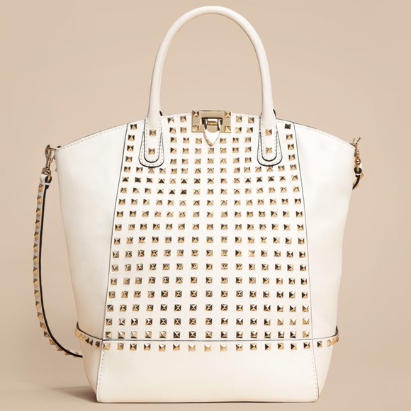 Valentino Handbags - Valentino Allover Rockstud New dome white tote bag
