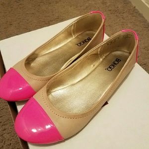 Women's Taupe and Hot Pink Flats