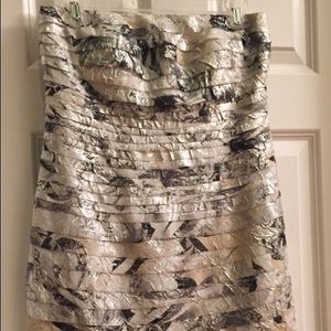 JS Collection Strapless Silver Metallic Dress