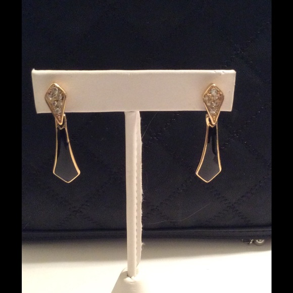 Gold and black pierced earrings