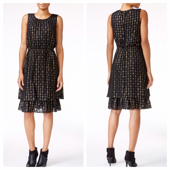 Maison Jules Dresses - MOVING SALE❗️Black + Metallic Gold Holiday Dress ✨ Maison Jules Dresses - MOVING SALE❗️Black + Metallic Gold Holiday Dress ✨